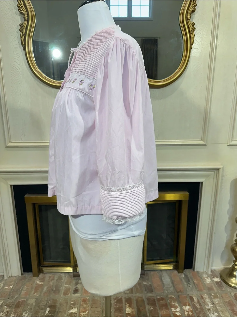 Barbizon Vintage Pajama Top size Medium Pink Floral Cottagecore Aesthetic